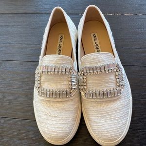 Karl Lagerfeld White with jewels slip on sneakers